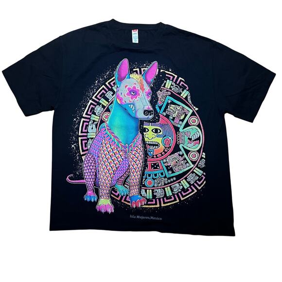 Euro Cotton Other - Aztec Sun Stone Xolo Dog Graphic T-Shirt Mexico | XL